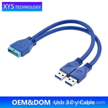 2 Port USB 3.0 A Male to 20 Pin Y USB Motherboard cable,usb 3.0 y cable/